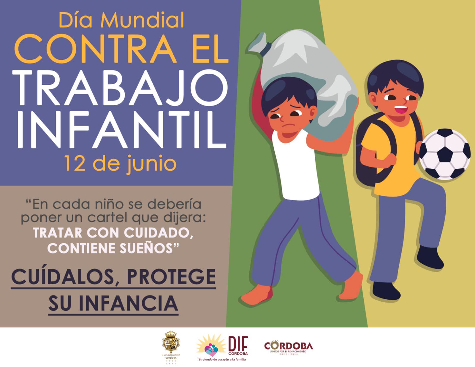 Hoy 12 de Junio, conmemoramos el día internacional contra el trabajo infantil.