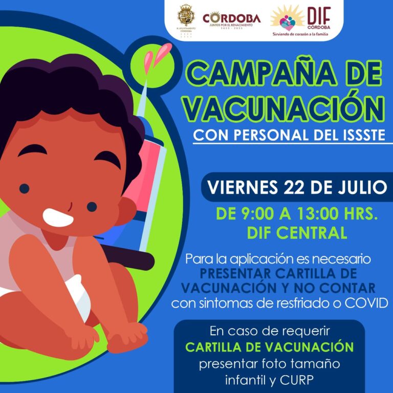 Este viernes 22 de julio llevaremos a cabo en coordinación con el ISSSTE campaña de vacunación para niños, niñas y embarazadas.