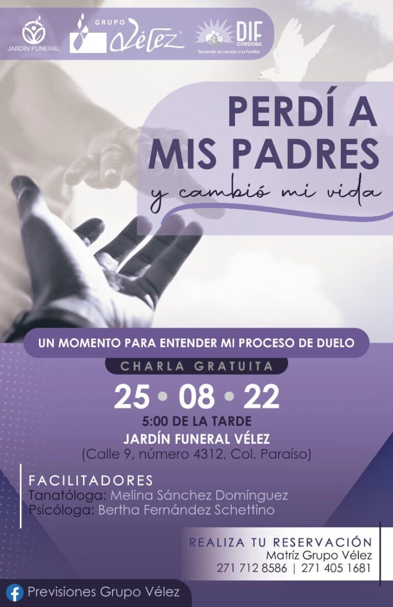 Este próximo 25 de agosto te invitamos a la charla “Perdí a mis padres y cambió mi vida”,