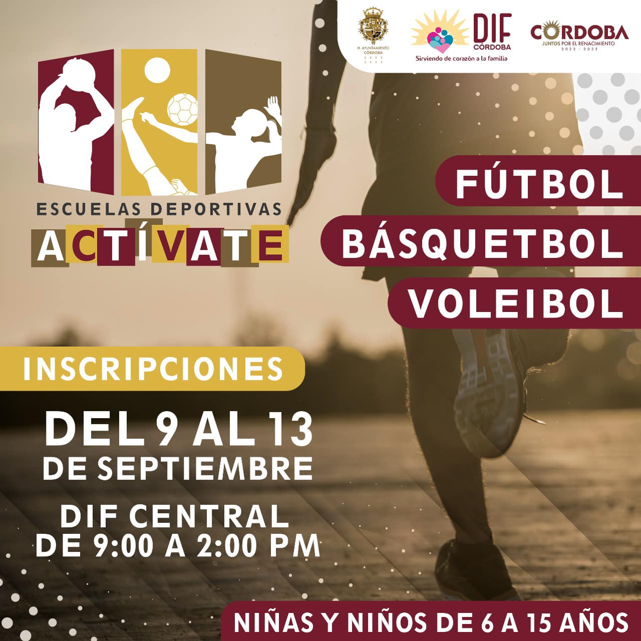 DIF Municipal te invita a formar parte de sus escuelas deportivas “ACTÍVATE”.