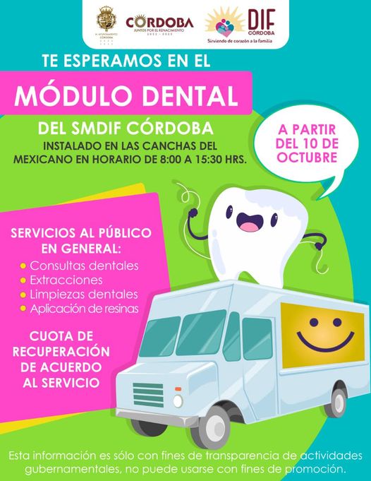 partir del lunes 10 de octubre, la Unidad Dental estará en las instalaciones de las Canchas del Mexicano.