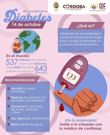 Recuerda que una vida con hábitos saludables ayudará a prevenir diabetes.