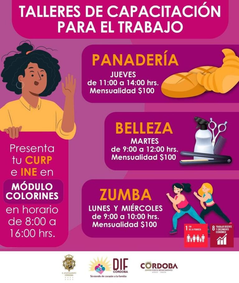 El DIF Córdoba a través del Módulo Colorines te invita a integrarte a sus talleres.