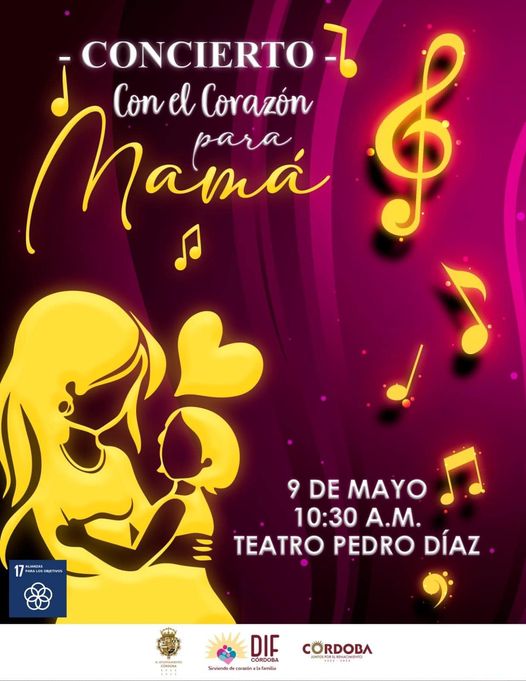 El DIF Municipal invita a todas las mamás a disfrutar de su día con el Concierto “Con el corazón para mamá”.