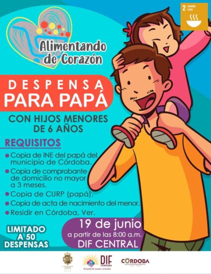 DIF Córdoba invita a los papás del Municipio de Córdoba a la entrega de despensas “Alimentando de Corazón”