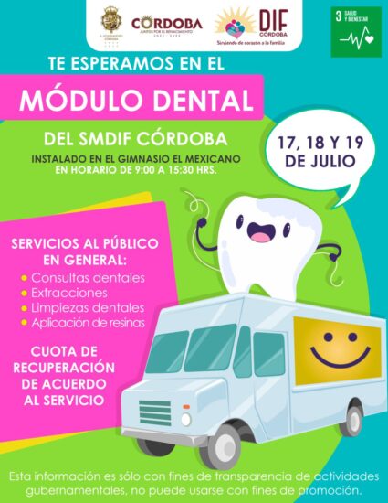 DIF Municipal te informa que la Unidad Médico Dental se encontrará en el estacionamiento del gimnasio El Mexicano.