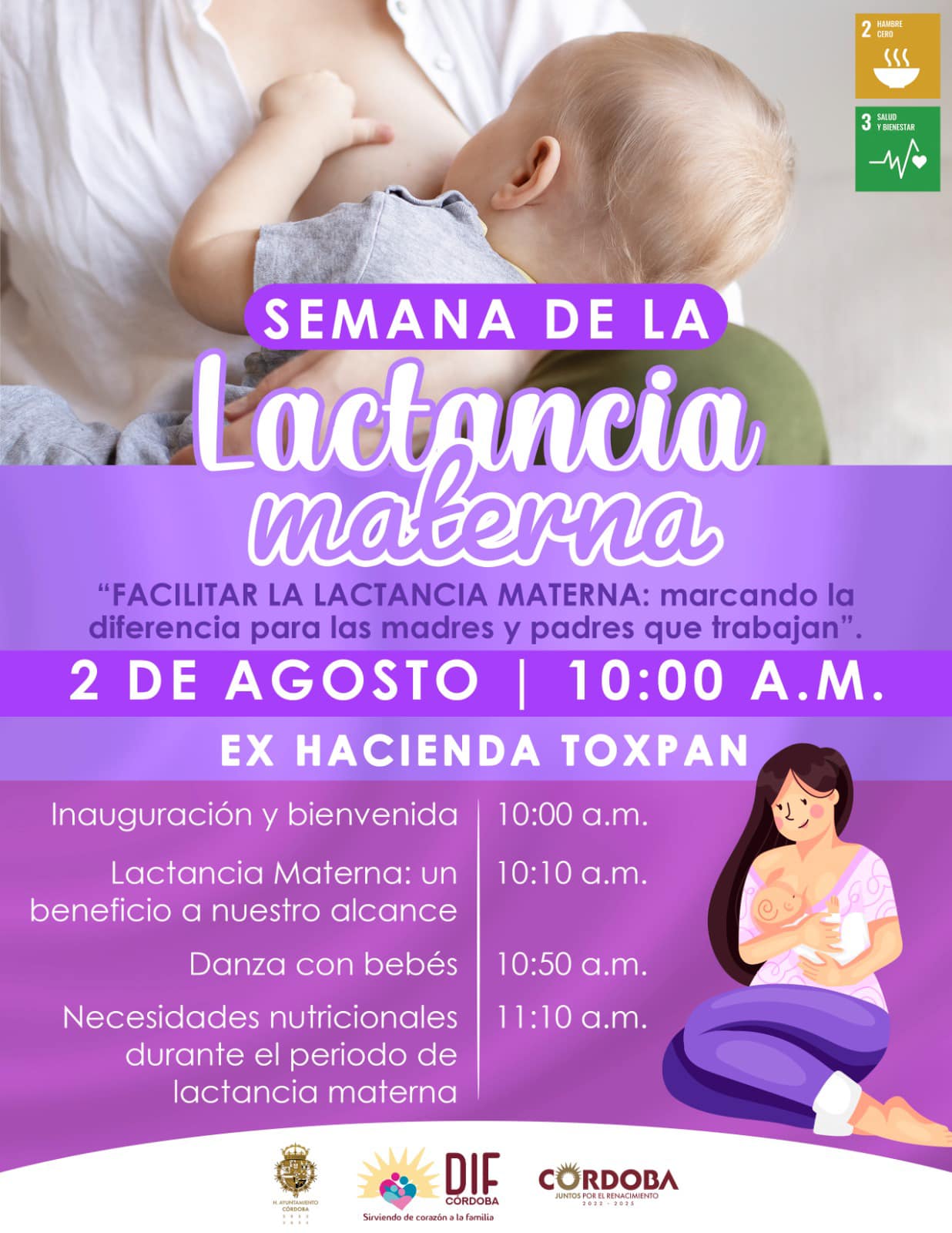 DIF Municipal te invita a la jornada de conferencias como parte de la Semana de la Lactancia Materna.
