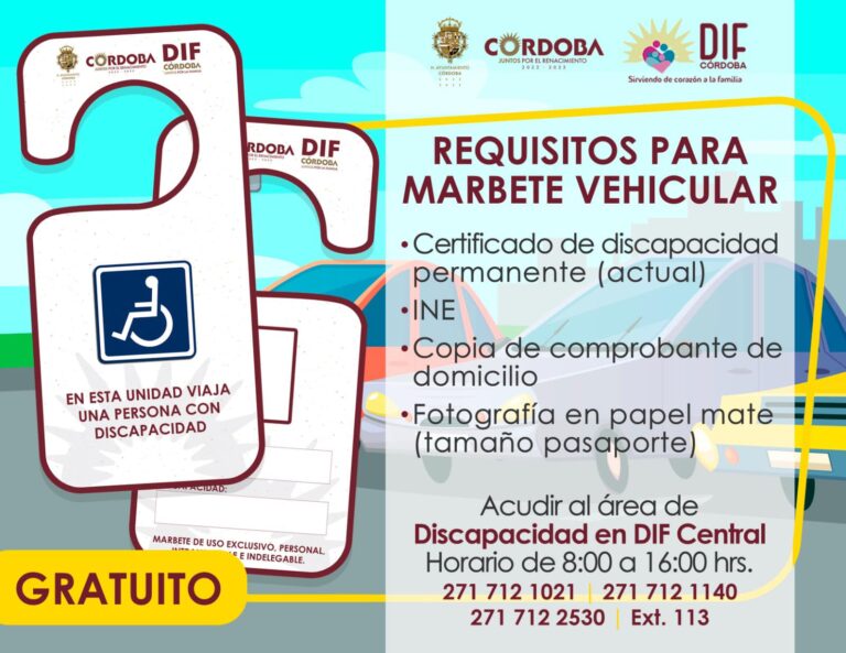 Recuerda que en DIF Municipal puedes tramitar tu marbete de discapacidad .