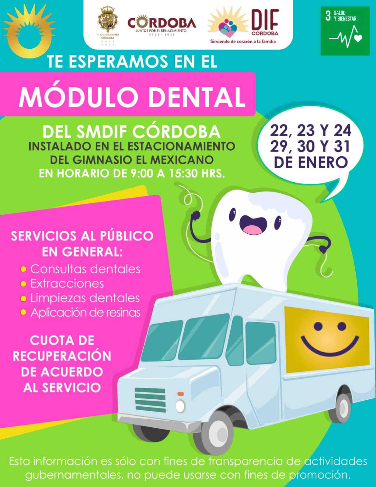 La Unidad Médico Dental se encontrará en el estacionamiento del Gimnasio El Mexicano