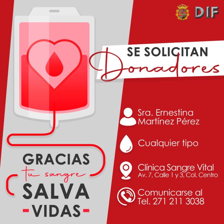 Se solicitan donadores de sangre de cualquier tipo.