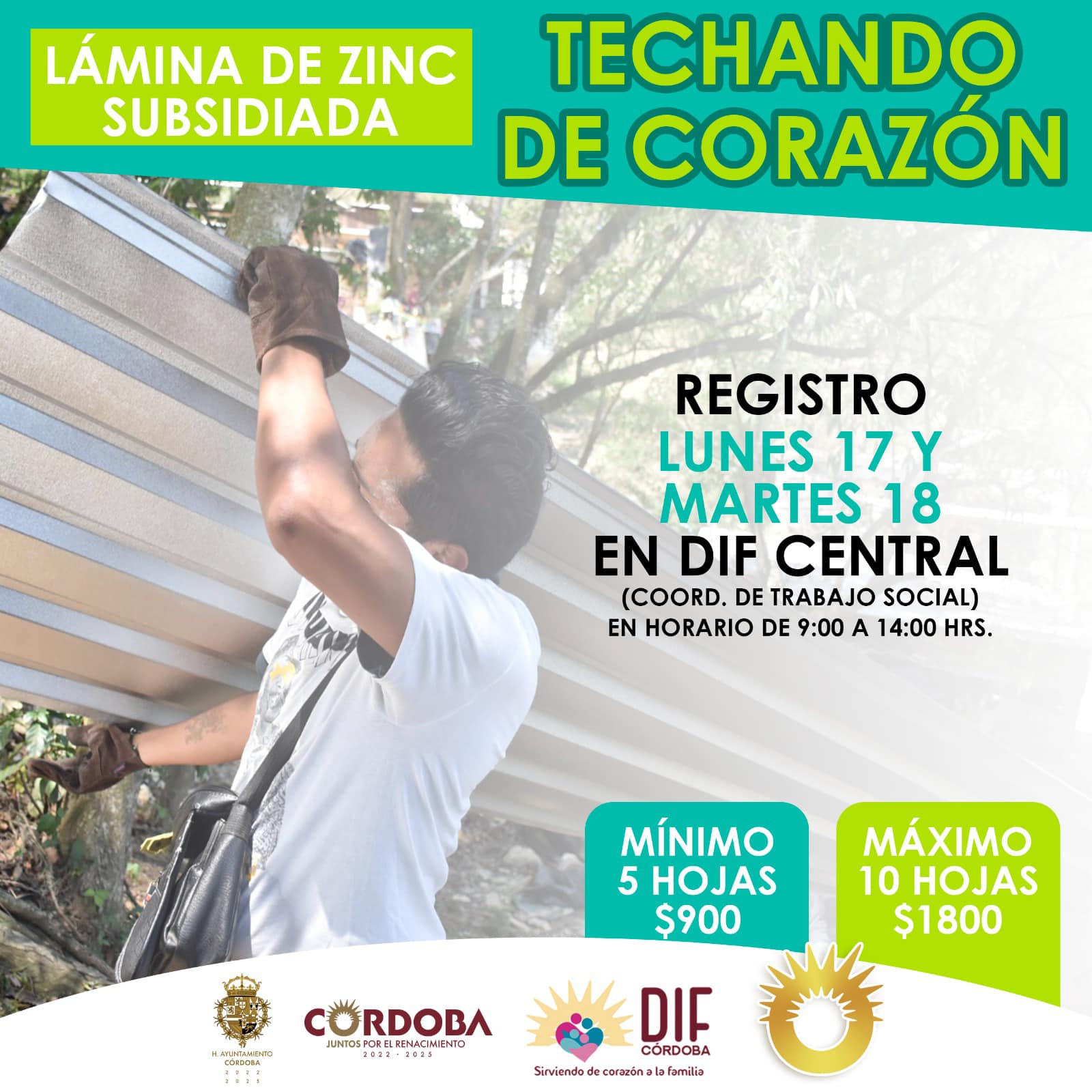 DIF Municipal te invita a participar en la campaña “Techando de Corazón”, láminas a bajo costo.