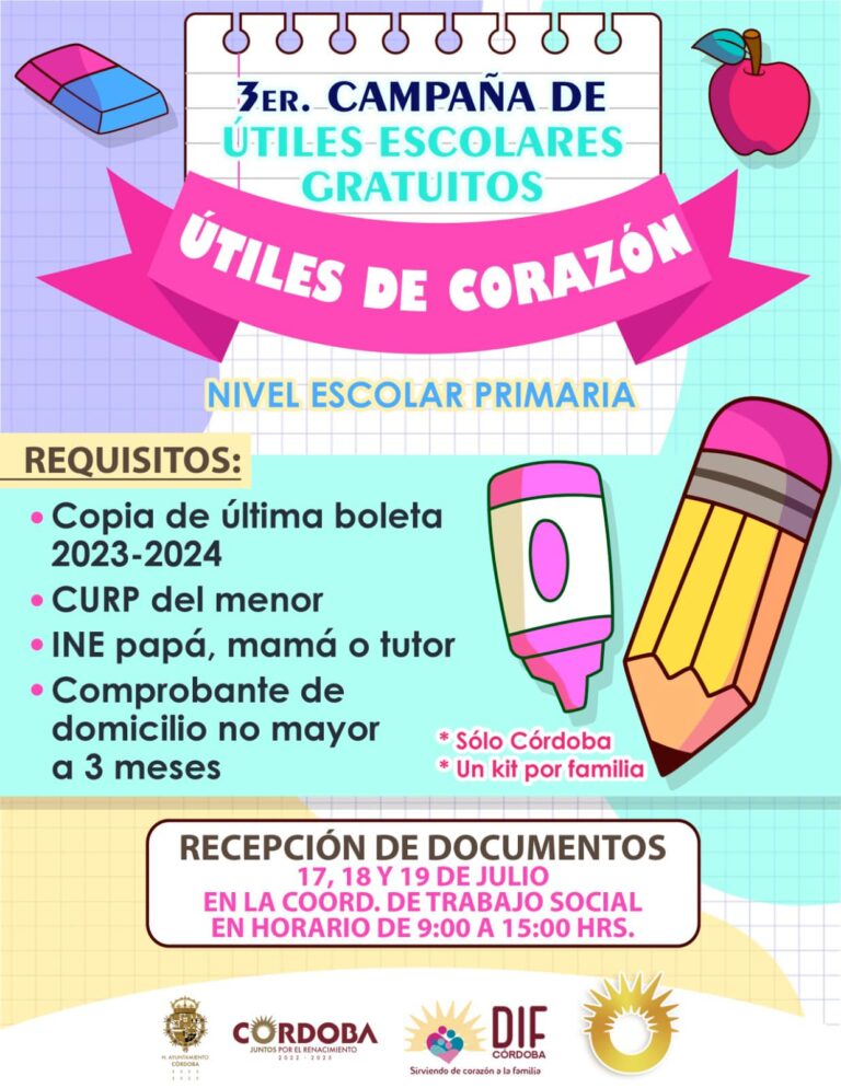 DIF Córdoba te invita a la tercer campaña “Útiles de Corazón ”