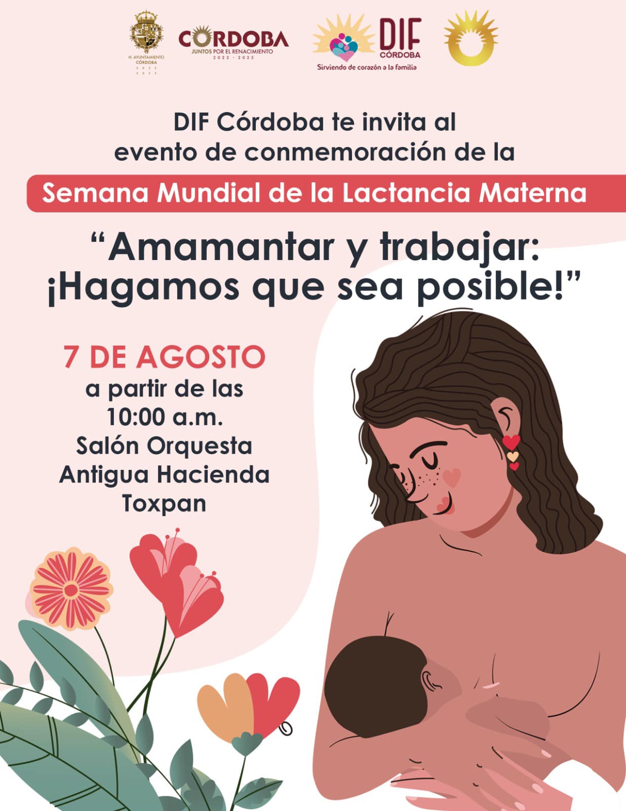 DIF Municipal te invita al evento por la conmemoración de la Semana Mundial de la Lactancia Materna.