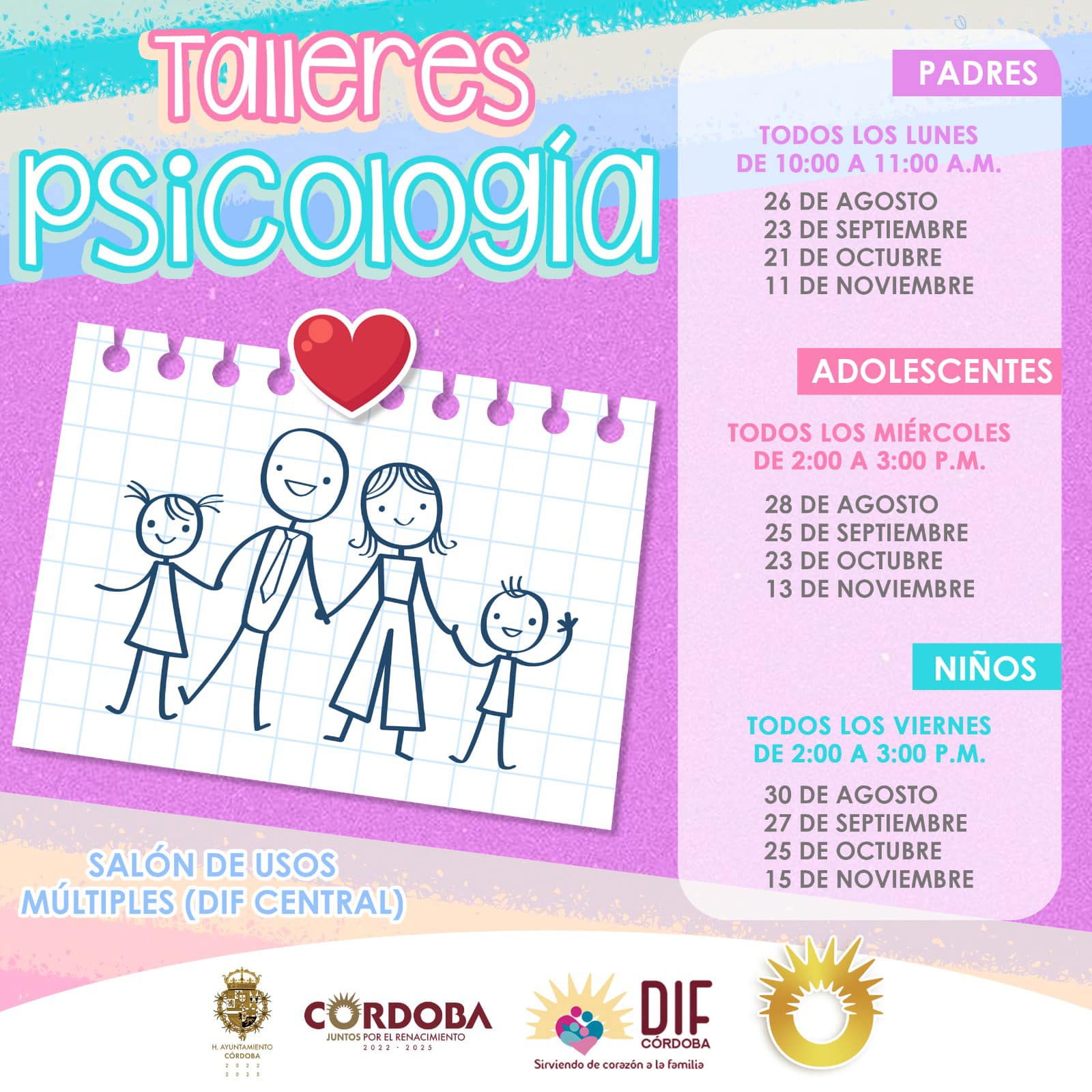 DIF Municipal invita a nuestra ciudadanía a los talleres de psicología.