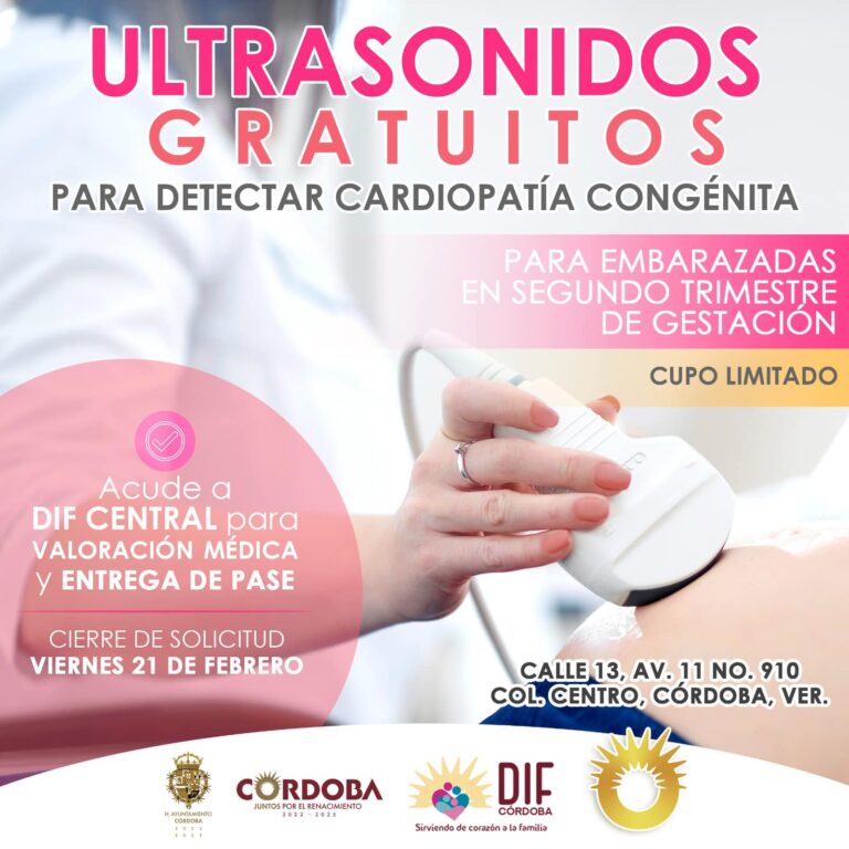 Convoca DIF Córdoba a participar en campaña de ultrasonidos, para mujeres embarazadas.