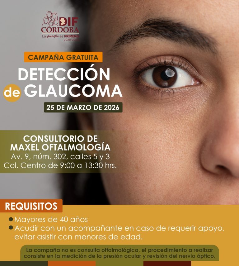 Invitan a cuidar la salud visual con campaña gratuita de detección de glaucoma en Córdoba.